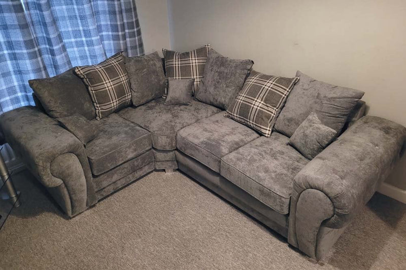 Verona Scatter Grey Fabric Left Corner Sofa in a customer room