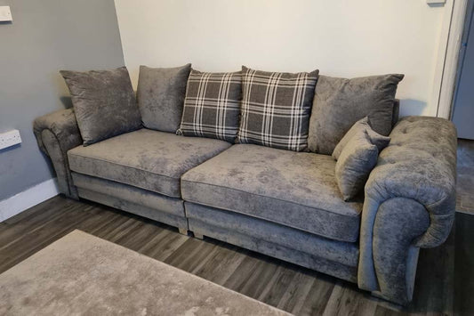 Verona Scatter Grey Fabric 4 Seater Sofa - Furniture Instore