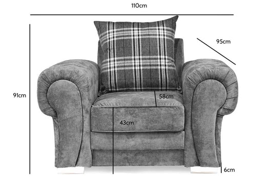 Verona Scatter Grey Fabric Armchair - Furniture Instore