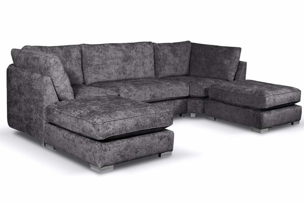 Bishop Coal Alaska Fabric U Shape High Back Corner Sofa