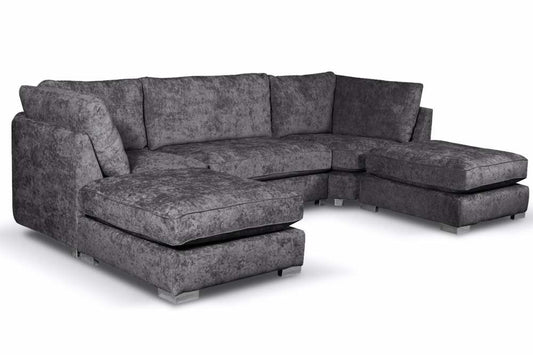 Bishop Coal Alaska Fabric U Shape High Back Corner Sofa