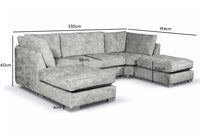 Bishop Silver Alaska Fabric U Shape High Back Corner Sofa - Furniture Instore