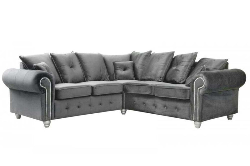 Olympia Grey Fabric Velvet Corner Sofa - Furniture Instore
