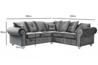 Olympia Grey Fabric Velvet Corner Sofa - Furniture Instore