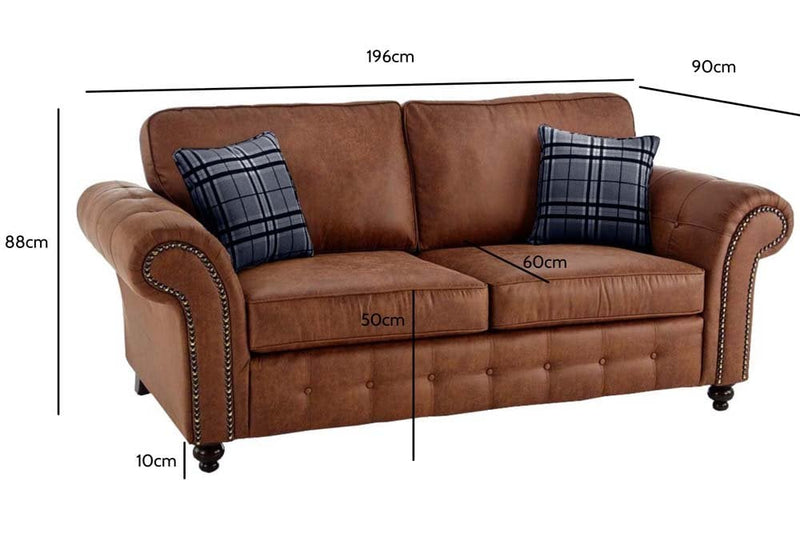 Oakland Tan Suede 3 Seater Sofa - Furniture Instore