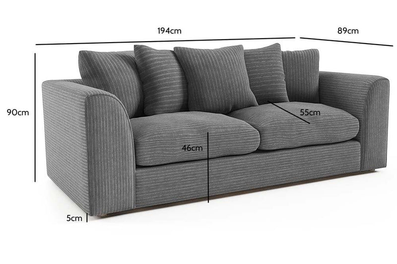 Byron Grey Fabric 3 Seater Sofa - Furniture Instore