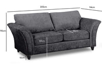 Canterbury Grey Fabric 3 Seater Sofa - Furniture Instore