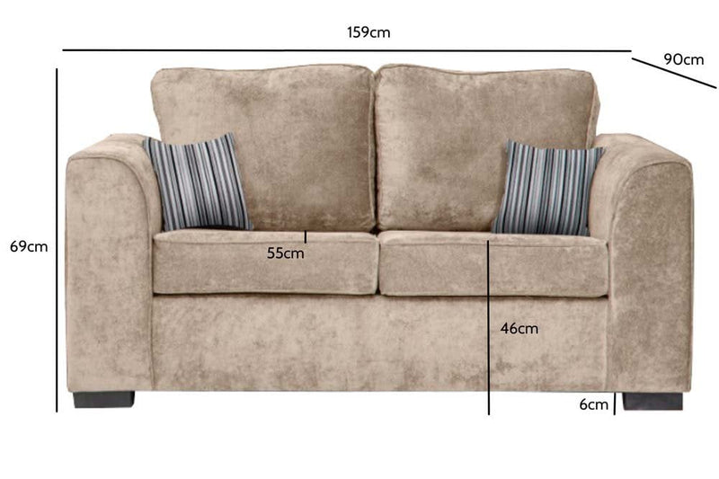 Nancy Beige Fabric 2 Seater Sofa - Furniture Instore
