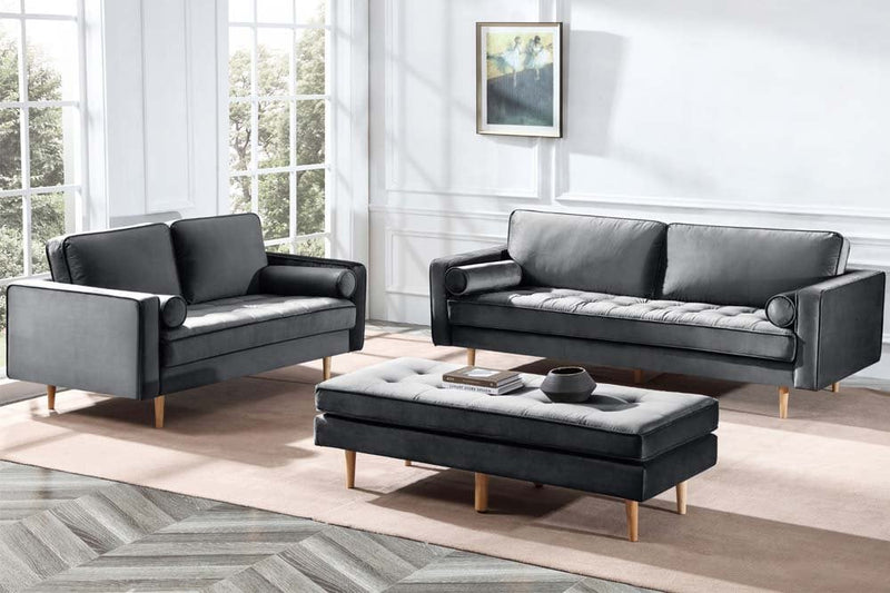 Scott Grey Velvet 2 Seater Sofa - Furniture Instore