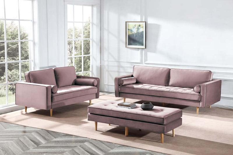 Scott Dusty Rose Velvet 2 Seater Sofa - Furniture Instore
