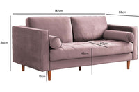 Scott Dusty Rose Velvet 2 Seater Sofa - Furniture Instore