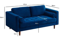 Scott Midnight Velvet 2 Seater Sofa - Furniture Instore
