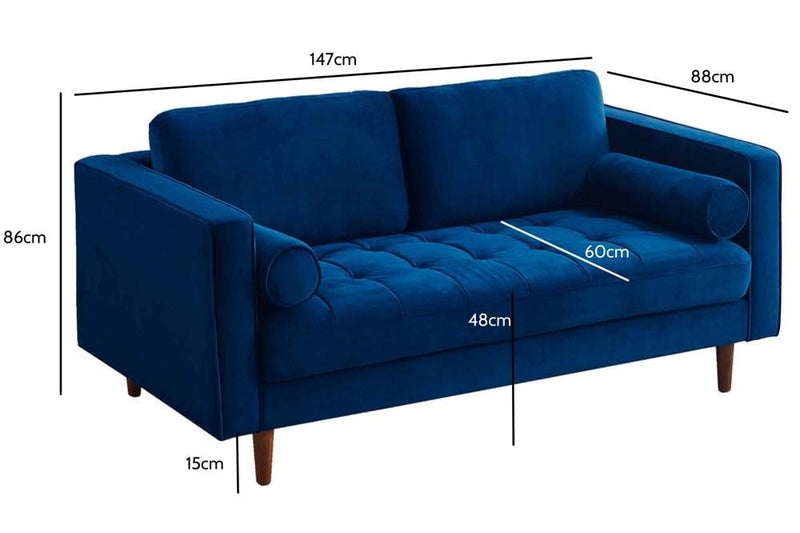 Scott Midnight Velvet 2 Seater Sofa - Furniture Instore
