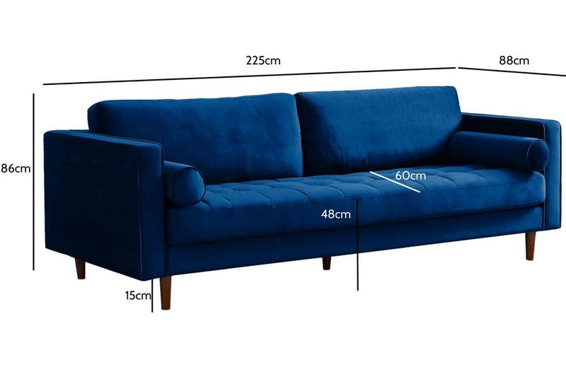 Scott Midnight Velvet 4 Seater Sofa - Furniture Instore