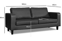 Box Black Leather 3 Seater Sofa - Furniture Instore
