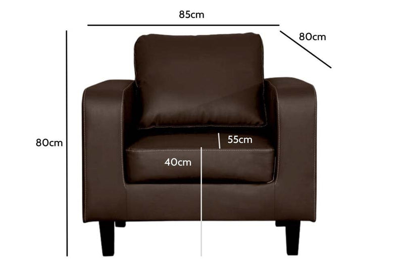 Box Brown Leather Armchair - Furniture Instore