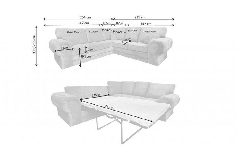 Verona High Back Grey Fabric Corner Sofa Bed - Furniture Instore