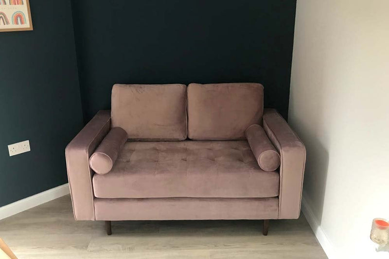 Scott Dusty Rose Velvet 2 Seater Sofa - Furniture Instore