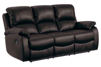 Roma Brown Leather Manual Recliner 3 Seater Sofa