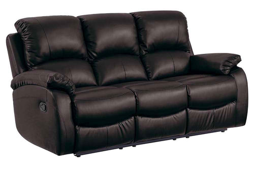 Roma Brown Leather Manual Recliner 3 Seater Sofa