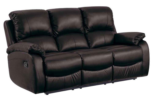 Roma Brown Leather Manual Recliner 3 Seater Sofa