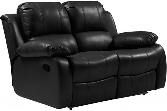 Valencia Black Leather 2 Seater Manual Recliner Sofa