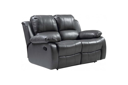 Valencia Grey Leather 2 Seater Manual Recliner Sofa