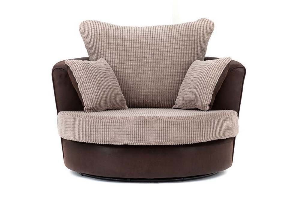 Byron Swivel Chair - Brown & Beige