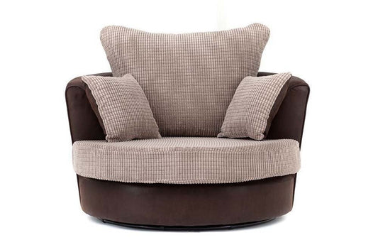 Byron Swivel Chair - Brown & Beige