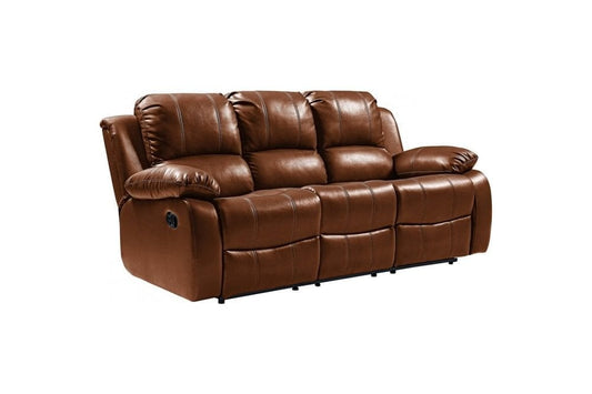 Outlet Valenica Bonded Leather Tan 3 seater