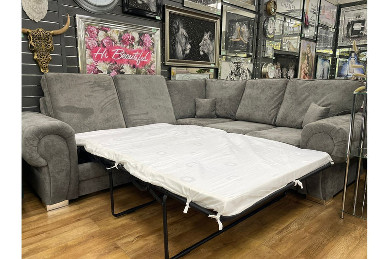 Verona High Back Grey Fabric Corner Sofa Bed - Furniture Instore