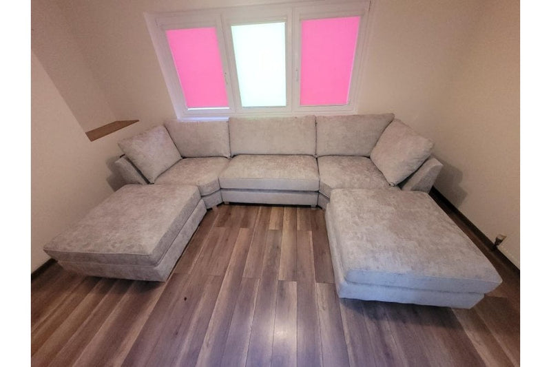 Bishop Silver Alaska Fabric U Shape High Back Corner Sofa - Furniture Instore