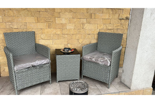 Outdoor Garden Rattan Furniture 2 Chairs + Table - Furniture Instore