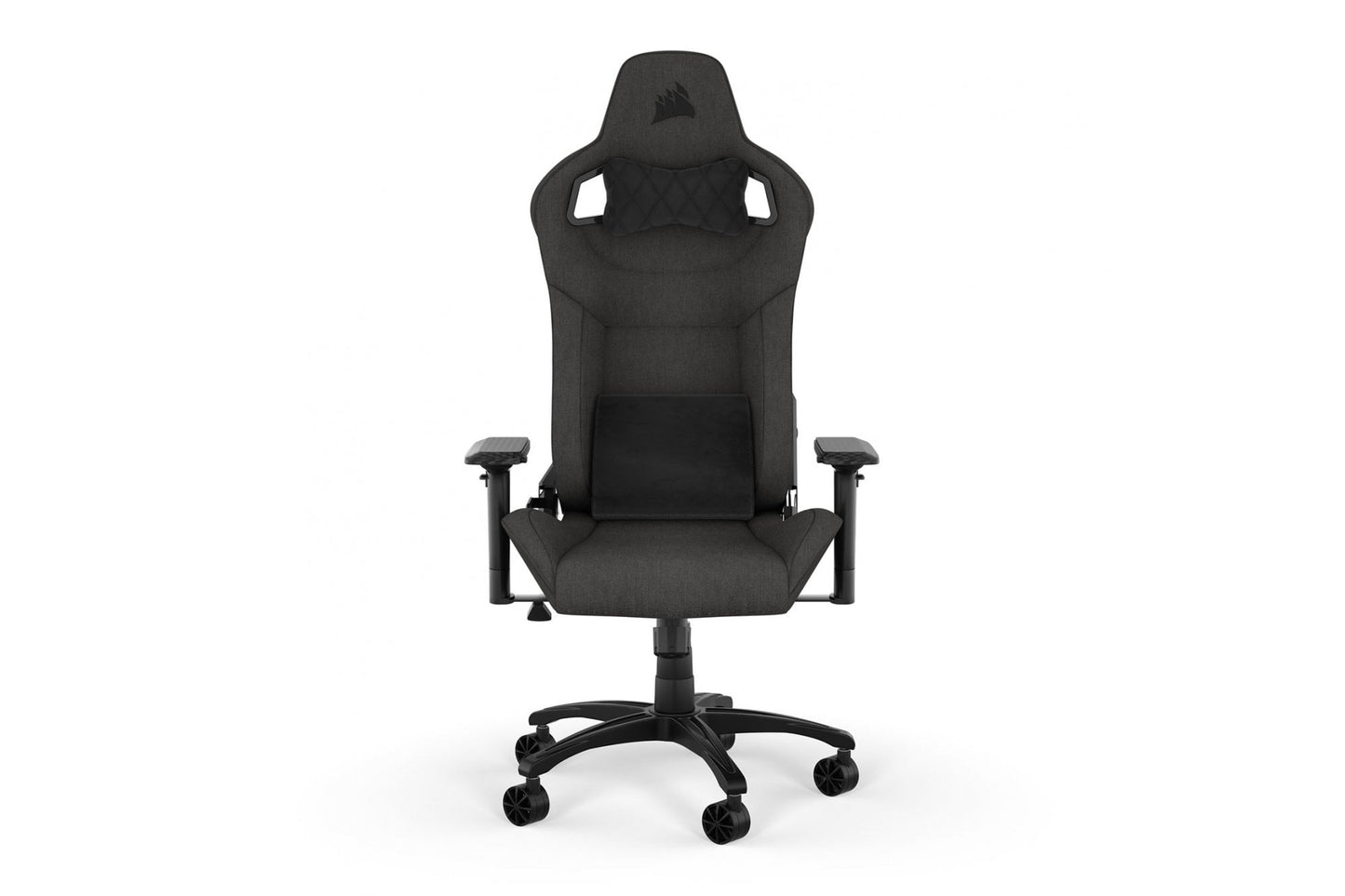 Corsair T3 RUSH Fabric Gaming Chair (2023) ��� Racing-Inspired Design ��� Soft Fabric Exterior ��� Padded Neck Cushion ��� Memory Foam Lumbar Support ��� Adjustable Seat Height ��� Grey & Charcoal