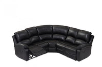 Roma Black Leather Manual Recliner 5 Seat Corner Sofa