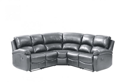 Roma Grey Leather Manual Recliner 5 Seat Corner Sofa