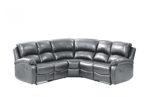Roma Grey Leather Manual Recliner 5 Seat Corner Sofa