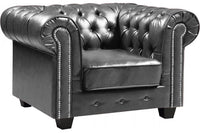 Chesterfield Grey Leather Antique 2+1 Seater Sofa Set - Furniture Instore