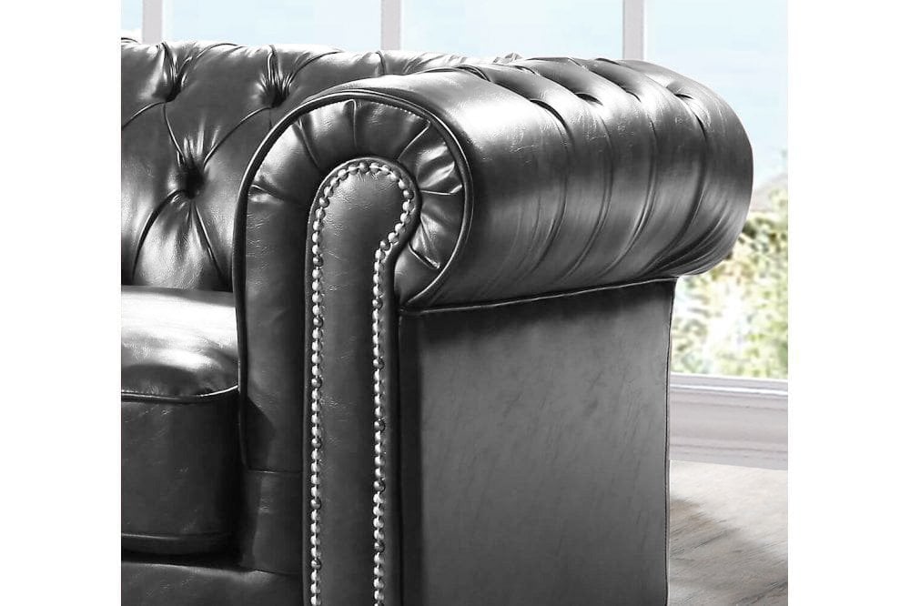 Chesterfield Grey Leather Antique 3+2+1 Seater Sofa Set - Furniture Instore