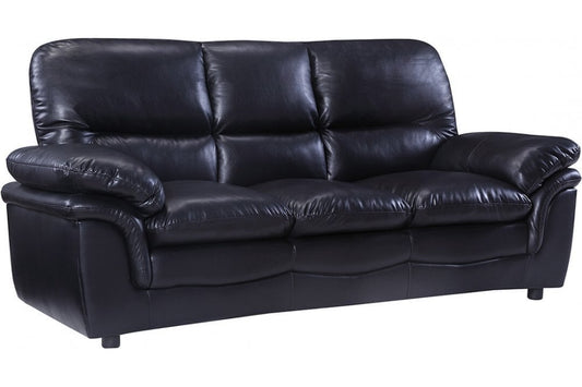 Outlet Verona Black  Leather 3 Seater Sofa