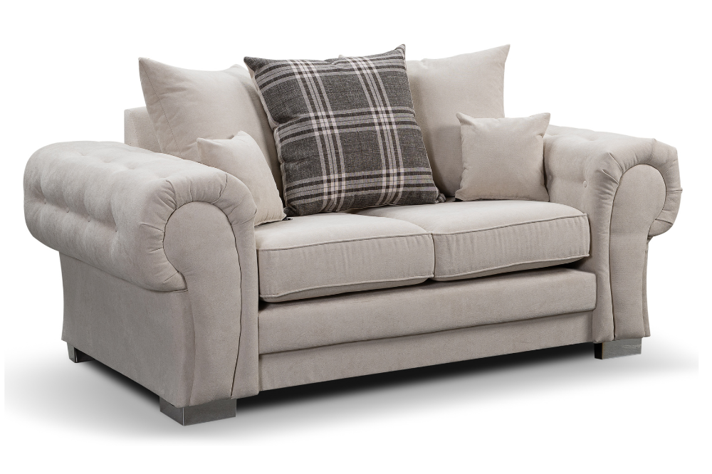 Verona Scatter Back Cream Fabric 2 Seater Sofa