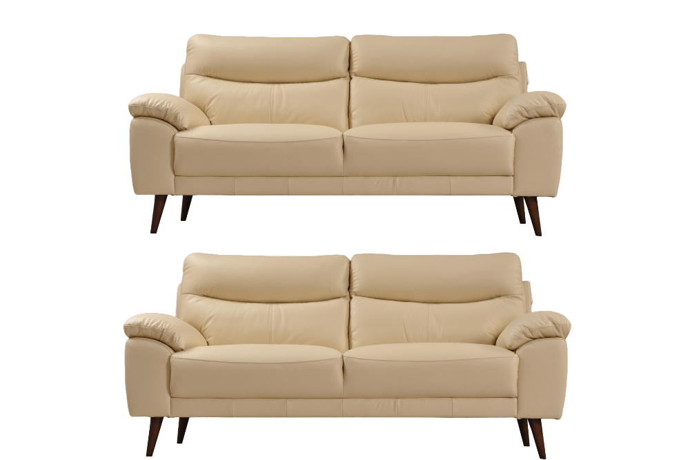 Vantage Genuine Leather Cream 3+3 Seater Sofa Set - Furniture Instore