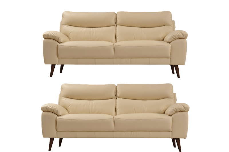 Vantage Genuine Leather Cream 3+3 Seater Sofa Set - Furniture Instore
