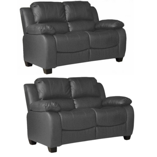Valerie Grey Leather 2+2 Seater Sofa Set