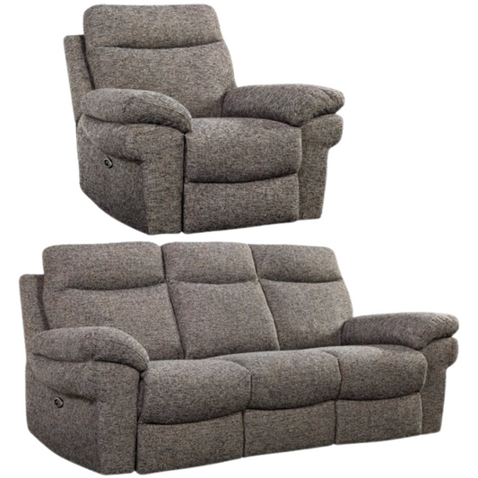 Tanya Brown Fabric Electric Recliner 3+1 Seater Sofa Set