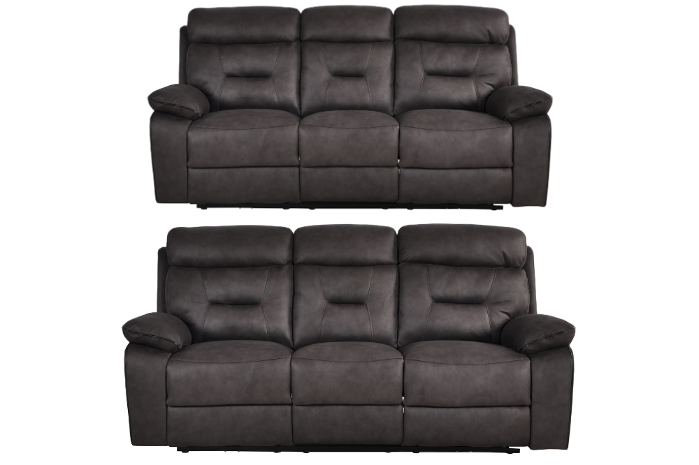 Foster Grey Fabric Electric Recliner 3+3 Seater Sofa Set