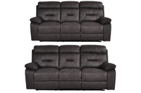 Foster Grey Fabric Electric Recliner 3+3 Seater Sofa Set