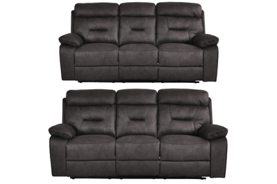 Foster Dark Grey Fabric Electric Recliner 3+3 Seater Sofa Set
