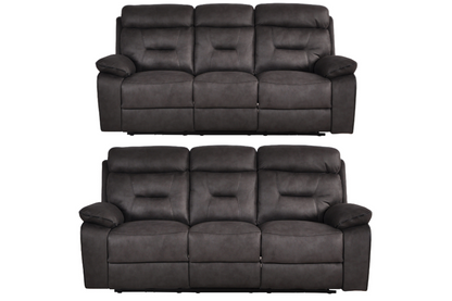 Foster Grey Fabric Electric Recliner 3+3 Seater Sofa Set