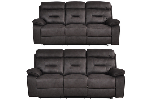 Foster Grey Fabric Electric Recliner 3+3 Seater Sofa Set
